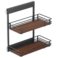 Vauth Sagel 10.05" 2-Tier Scalea Base Cabinet Organizer with Soft-Closing for 12" Cabinet Opening, Walnut, 25.5" High