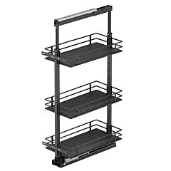 Vauth Sagel 17.5" x 47.25" 3-Shelf Scalea Pullout Pantry with PAM and Soft-Closing, Carbon Steel Gray
