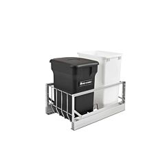 Aluminum 35 Quart Waste Container Pullout w/Black Compost bin, 14-13/16 X 22-1/8 X 19-1/16 in