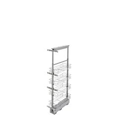 Chrome Basket Pantry Pullout Soft Close, 9-9/16 to 11-7/8 X 21-5/8 X 43-3/8 to 50-3/4 in