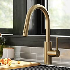 Kraus Oletto Pull-Down Single Handle Kitchen Faucet with QuickDock Top Mount Installation Assembly in Spot Free Antique Champagne Bronze
