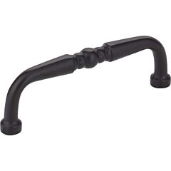 Madison Turned Matte Black 3 Inch (76mm) Center to Center, Overall Length 3-3/8 Inch Cabinet Hardware Pull / Handle , Elements