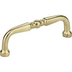 Madison Turned Polished Brass 3 Inch (76mm) Center to Center, Overall Length 3-3/8 Inch Cabinet Hardware Pull / Handle , Elements