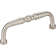 Madison Turned Satin Nickel 3 Inch (76mm) Center to Center, Overall Length 3-3/8 Inch Cabinet Hardware Pull / Handle , Elements