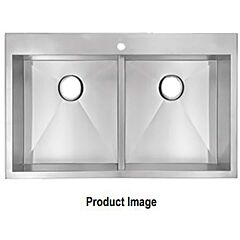 Metro DI 33” x 22” x 9" Stainless Steel Drop-In, 18 Gauge, 50/50 Double Bowl Kitchen Sink