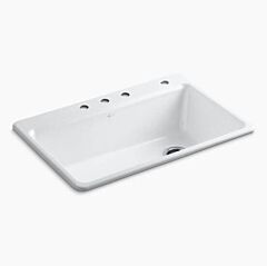 Kohler Riverby  30-1/4" (768 mm) X 15-13/16" (402 mm) top-mount, White single-bowl workstation kitchen sink